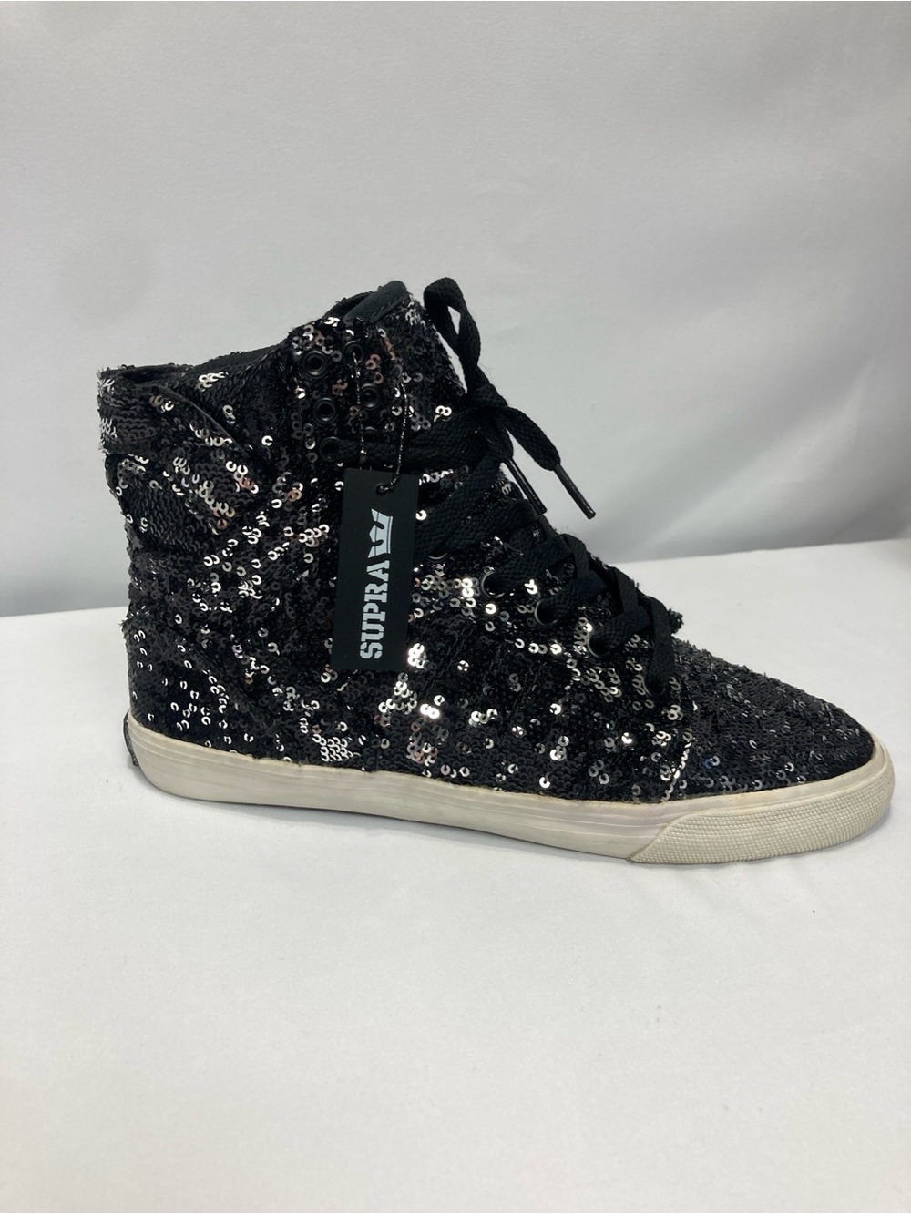 Womens Supra Sky top sparkly sequin high top sneakers
